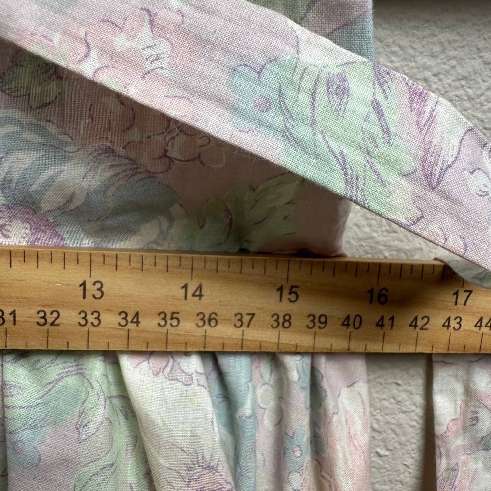 Floral Vintage Prairie Cottagecore Midi Dress Sm Pastel Pink Blue Dropped Waist - Picture 7 of 12